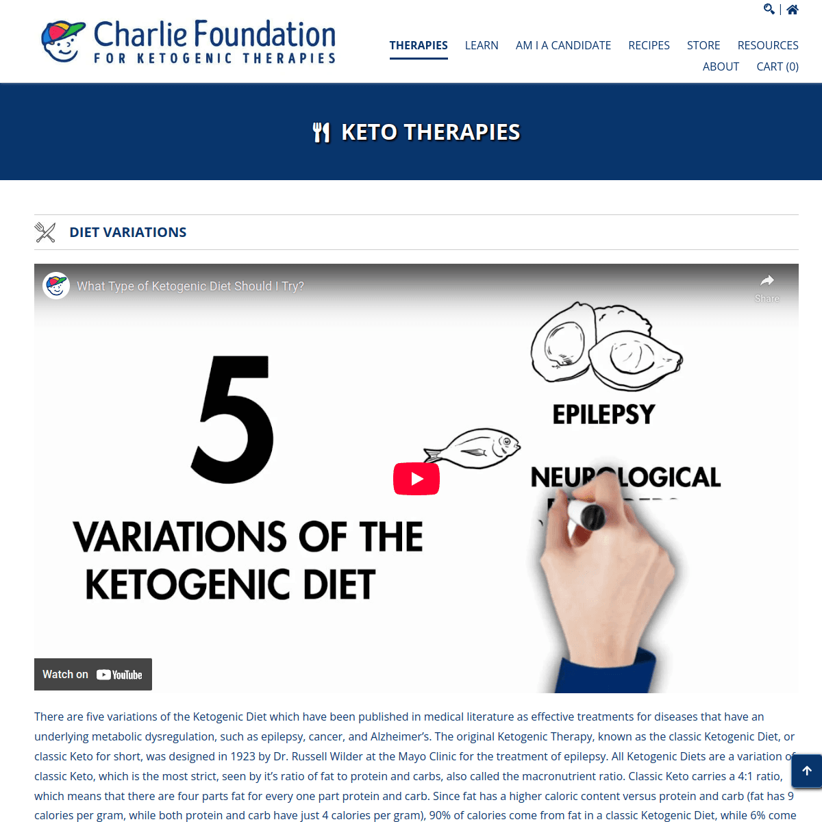 Charlie Foundation Diet Plans website preview