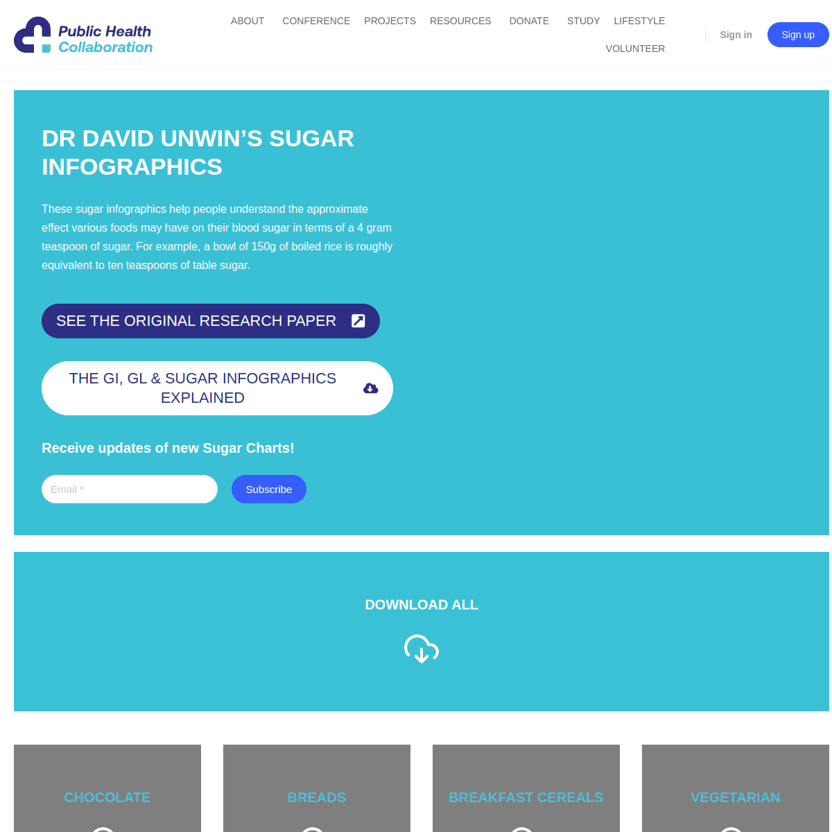 PHC UK Sugar Infographics website preview
